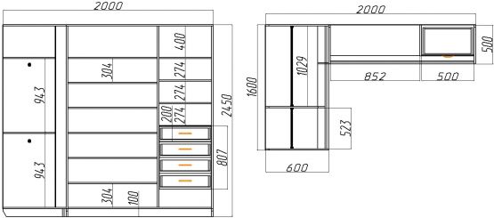 Шкаф-купе Мерум тип Угловой  количество дверей: Четырёхдверные  фасад ЛДСП