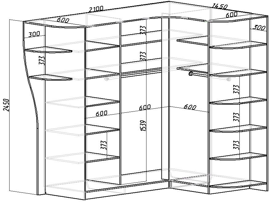 Шкаф-купе Медуза тип Угловой  количество дверей: Трёхдверные  фасад 