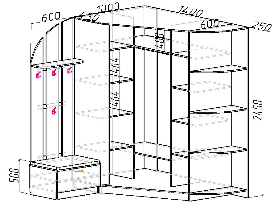 Шкаф-купе Ютан тип Комбинированный  количество дверей: Двухдверные  фасад 